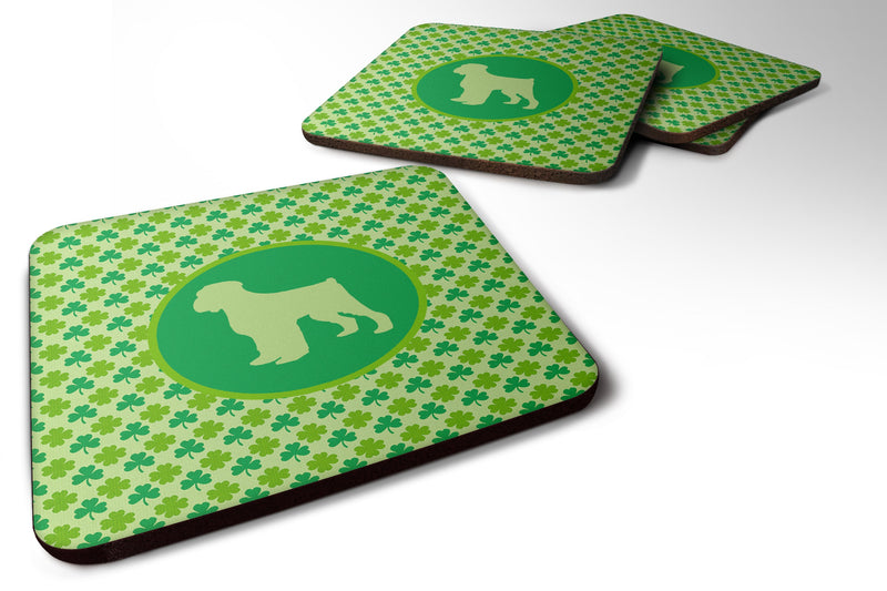 Set of 4 Black Russian Terrier Lucky Shamrock Foam Coasters