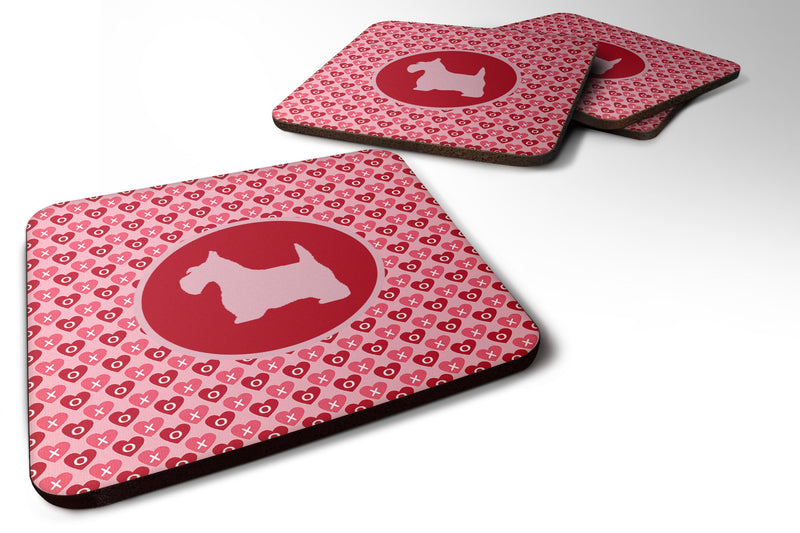Scottish Terrier Valentine Hearts Coasters - Set of 4 Lightweight Foam, Absorbent Drink Coasters