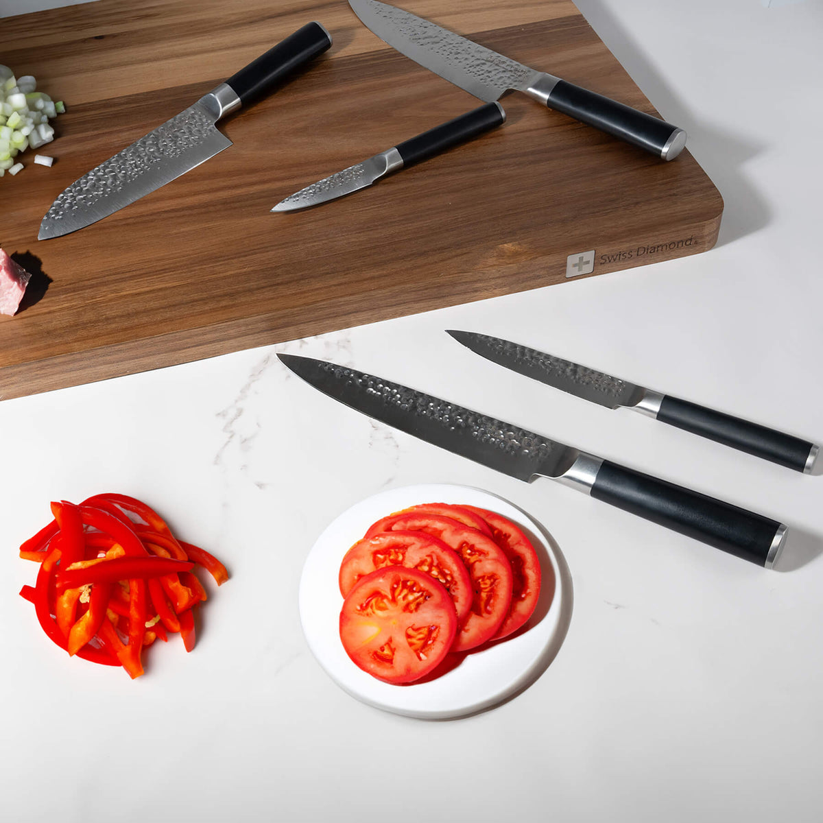 Hammered 5-Piece Knife Set, installed in a room