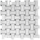 White 12x12 Polished Basketweave Bianco Carrara Bardiglio Nuvolato Marble Mosaic Tile (5 pack, 5 sq ft/case)