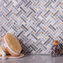 Gray 11x11 Basketweave Polished Marble Mosaic Tile (5 pack, 4.47 sq ft/case) - Sample