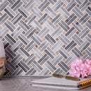 Gray 11x11 Polished Basketweave Bardiglio Nuvolato Marble Mosaic Tile (5 pack, 4.47 sq ft/case)