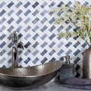 Gray White 11x11 Polished Basketweave Marble Mosaic Tile (5 pack, 4.2 sq ft/case) - Sample