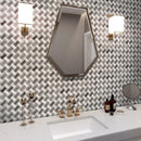 Gray White 11x11 Polished Basketweave Marble Mosaic Tile (5 pack, 4.2 sq ft/case) - Sample