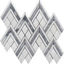 Gray White 9x10 Polished Herringbone Marble Mosaic Tile (5 pack, 2.99 sq ft/case) - Sample