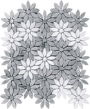 Carrara Grey Eastern White 11x12 Polished Multi-shaped Marble Mosaic Tile (5 pack, 4.46 sq ft/case)