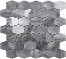 Gray 12x12 Polished Hexagon Bardiglio Nuvolato Marble Mosaic Tile (5 pack, 4.875 sq ft/case)