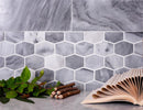 Gray 12x12 Polished Hexagon Marble Mosaic Tile (5 pack, 4.875 sq ft/case) - Sample