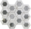 Gray White 11x13 Polished Hexagon Marble Mosaic Tile (5 pack, 5.15 sq ft/case) - Sample