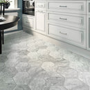 Gray 10x10 Honed Hexagon Bardiglio Marble Tile (5 pack, 2.95 sq ft/case)