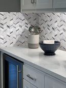 White Gray 11x13 Polished Herringbone Marble Mosaic Tile (5 pack, 4.95 sq ft/case) - Sample