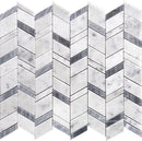 White Gray 11x13 Polished Herringbone Bardiglio Nuvolato Bianco Carrara Marble Mosaic Tile (5 pack, 4.95 sq ft/case)