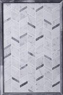 White Gray 11x13 Polished Herringbone Bardiglio Nuvolato Bianco Carrara Marble Mosaic Tile (5 pack, 4.95 sq ft/case)