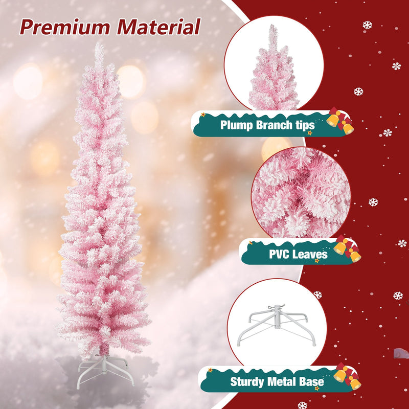 6.9ft Pink Christmas Tree Artificial Xmas Tree with 450 Branch Tips, Metal Frame