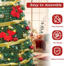 6ft Pre-Lit Artificial Pop Up Christmas Tree Pre-Decorated Collapsible Xmas Tree with 200 Warm Lights, Balls, Bows, Flowers