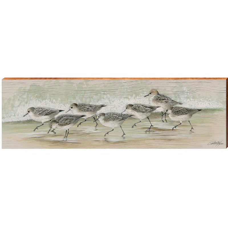 Art Lamay's Sand Pipers | Wall Art Print on Real Wood