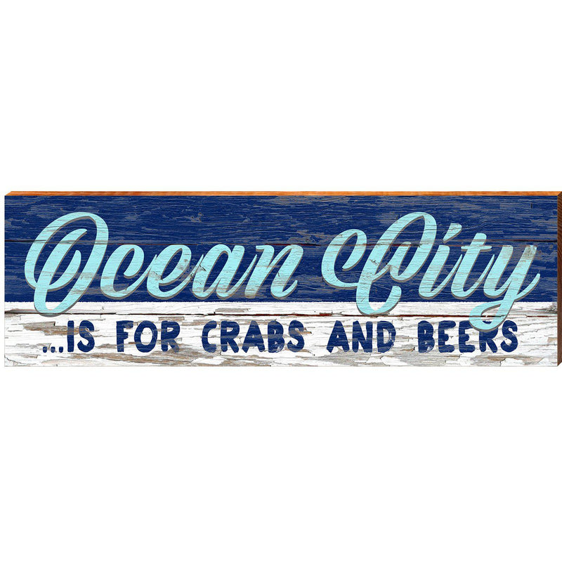 Ocean City is for Crabs and Beers Navy | Wall Art Print on Real Wood