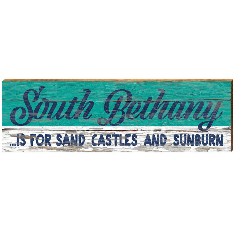 South Bethany is for Sand Castles and Sunburn Teal | Wall Art Print on Real Wood