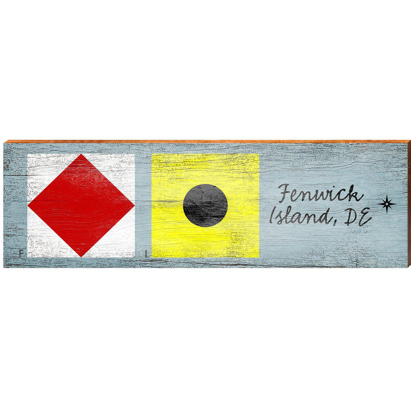 Fenwick Island, De Nautical Flags | Wall Art Print on Real Wood