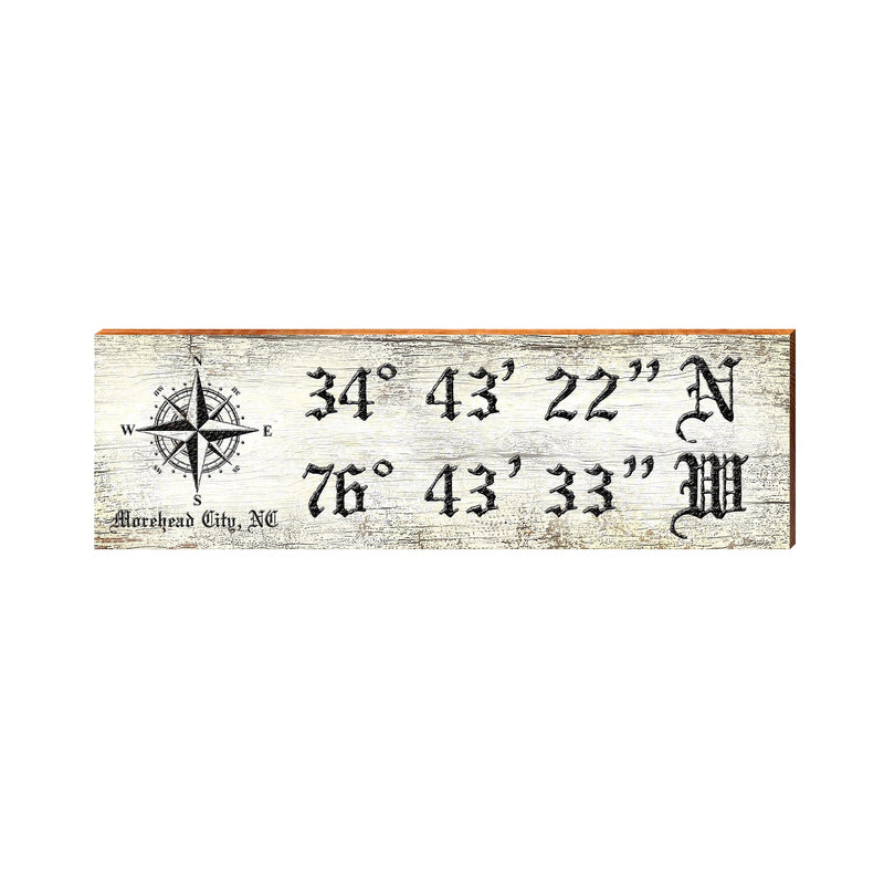 Morehead City, NC Compass Latitude Longitude | Real Wood Art Print