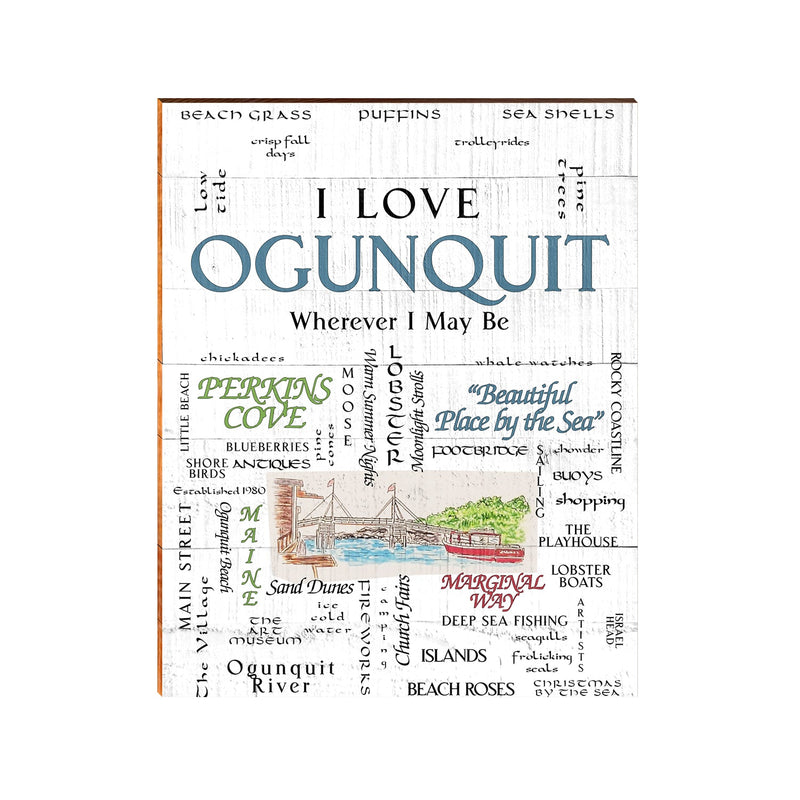 I Love Ogunquit Sign | Wall Art Print on Real Wood