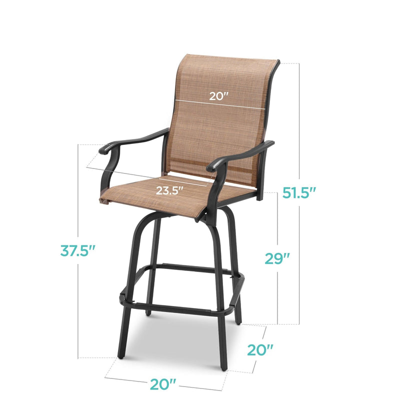 Set of 2 Tan All-Weather Mesh Swivel Barstools, photo 4 of 4