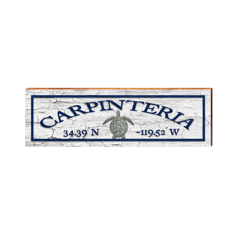 Carpinteria, California Sea Turtle Wooden Sign | Wall Art Print on Real Wood