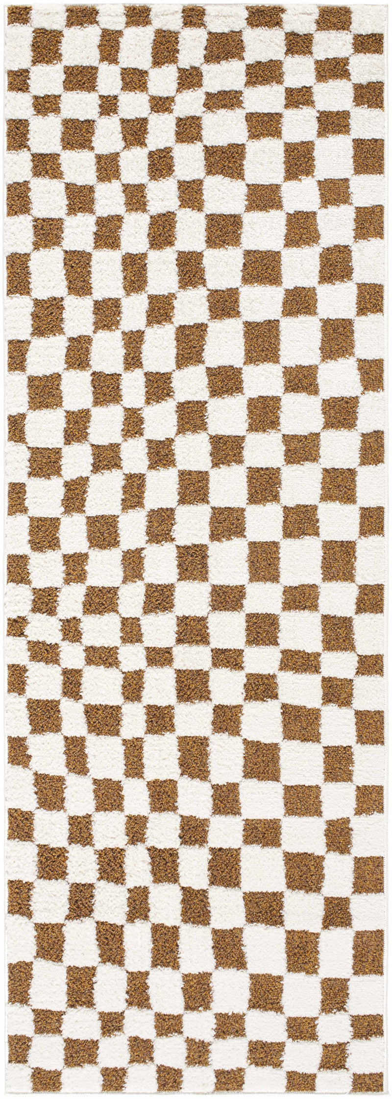 Lajos Brown Checkered Area Rug