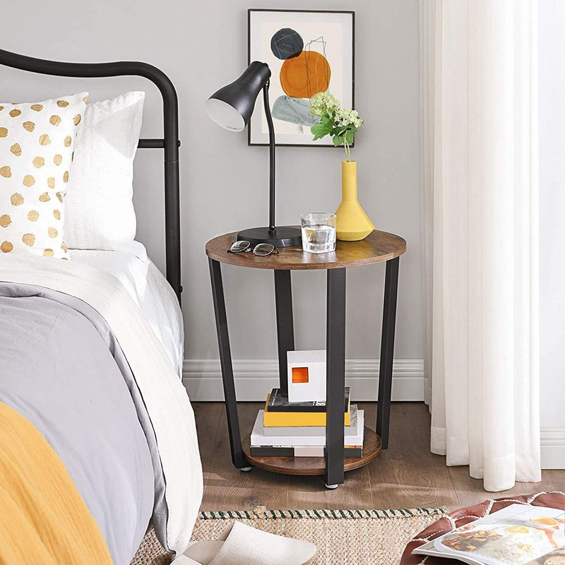 Farmhouse Rustic Round Side Table Nightstand End Table, photo 2 of 3