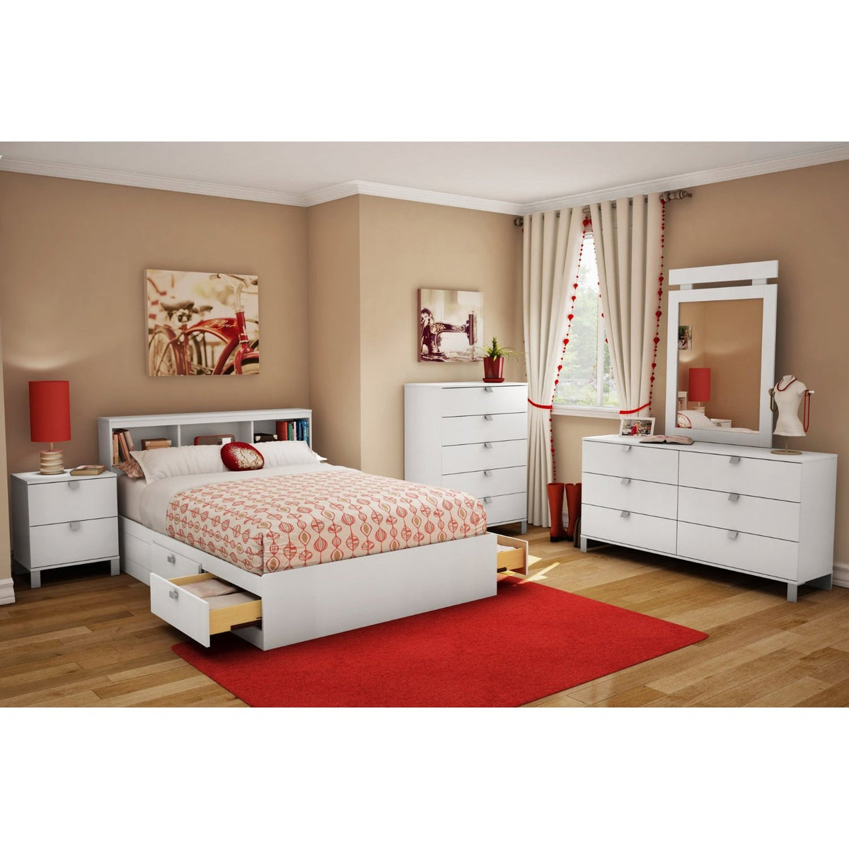 Full size Modern Platform Bed with 4 Storage Drawers, photo 4 of 5