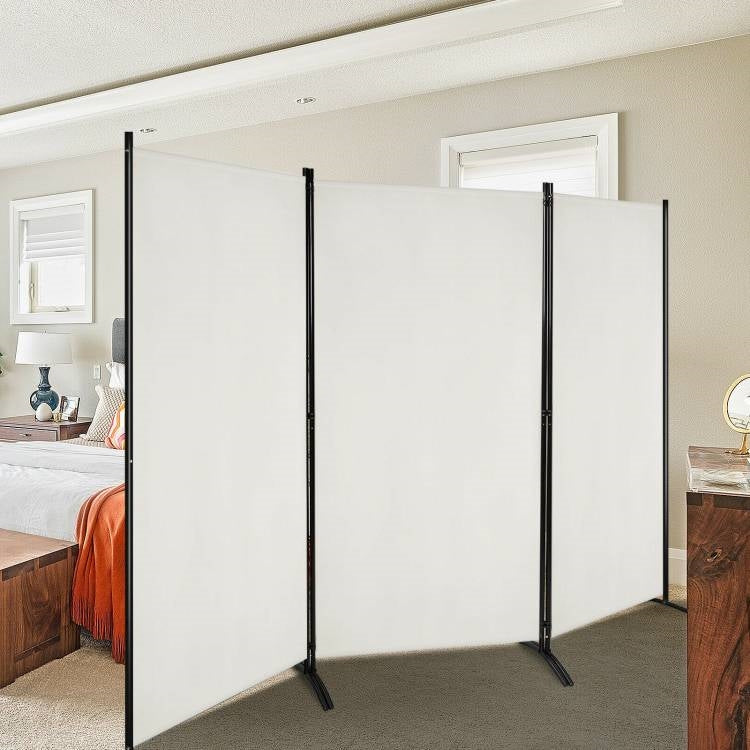6-Ft White 3-Panel Room Divider Screen with Steel Base and Heavy Duty Hinges, photo 3 of 5