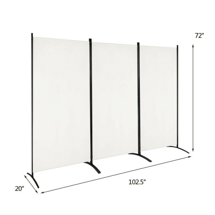 6-Ft White 3-Panel Room Divider Screen with Steel Base and Heavy Duty Hinges, photo 5 of 5