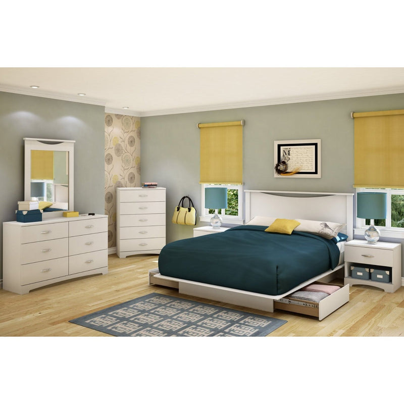 Full size White Modern Platform Bed Frame with 2 Storage Drawers, photo 3 of 3
