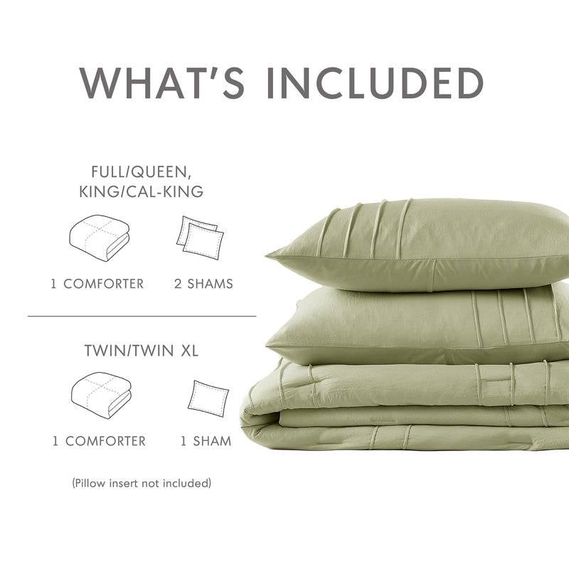 Twin/Twin XL Microfiber Pleated Lightweight Soft Comforter Set in Sage Green, photo 5 of 5
