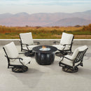 Black Aluminum Fire Table Set with Four Club Chairs