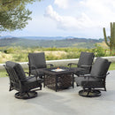 Black Aluminum Fire Table Set with Four Club Chairs