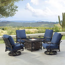 Black Aluminum Fire Table Set with Four Club Chairs