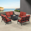 Black Aluminum Fire Table Set with Four Deep Seating Loveseats
