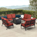 Black Aluminum Fire Table Set with Four Deep Seating Loveseats