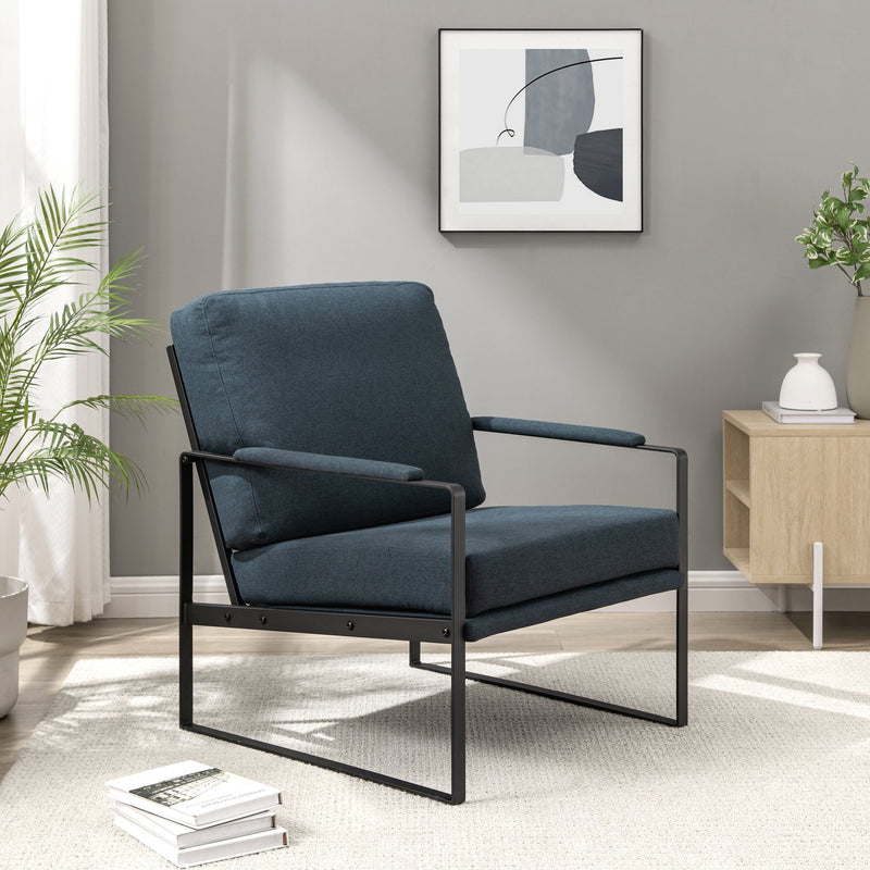 Contemporary Square Metal Frame Accent Chair