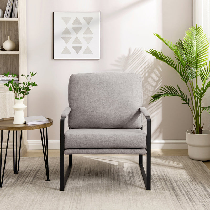 Contemporary Square Metal Frame Accent Chair