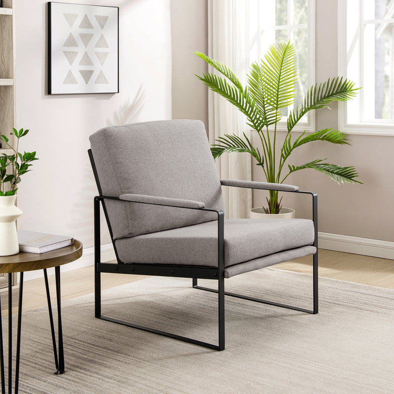 Contemporary Square Metal Frame Accent Chair