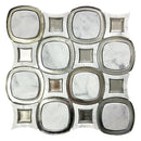 Cloud White Silver 11x11 Polished Glossy Octagon Marble Glass Mosaic Tile (5 pack, 4.51 sq ft/case) - Sample