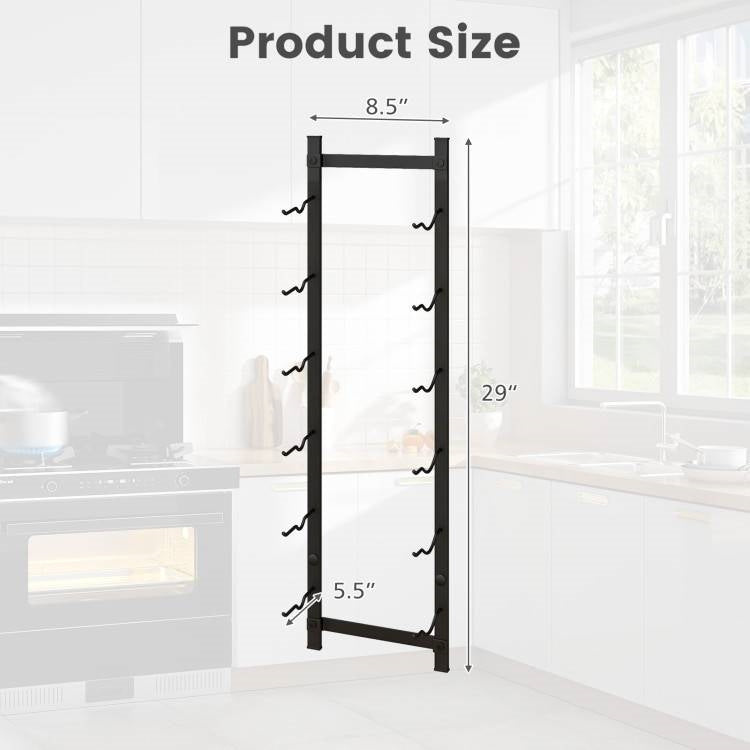 Simple Black Metal Wall Mounted 6-Bottle Wine Rack, photo 5 of 5