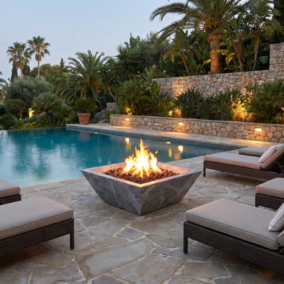 Silver Shadow Marble Natural Stone Fire Pit
