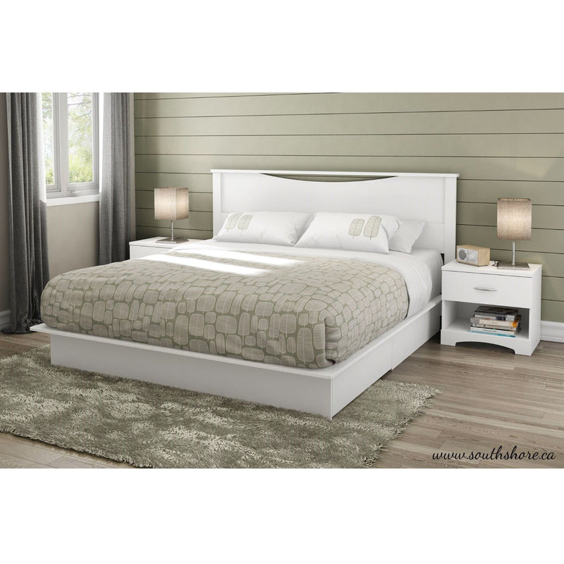 King size Modern Platform Bed with Storage Drawers in White Finish, photo 2 of 3