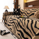 Zebra Striped Chenille Throw Sofa Cover Full-Cover Decorative Furniture Slipcover