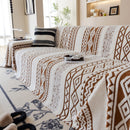 Bohemian Tufted Sofa Cover, Plush Fleece Throw Blanket with 3D Woven Aztec Stripes