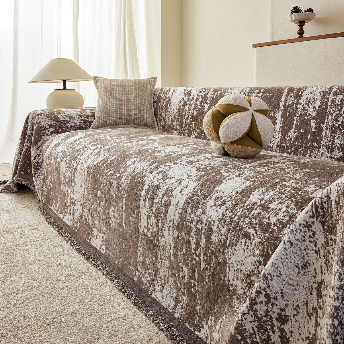 Soft Chenille Sofa Cover, Textured Abstract Couch Protector Cover with Vintage Pattern, photo 44 of 44
