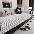 Plush Striped Couch Seat and Backrest Cover, Non-Slip Individual Sofa Protector